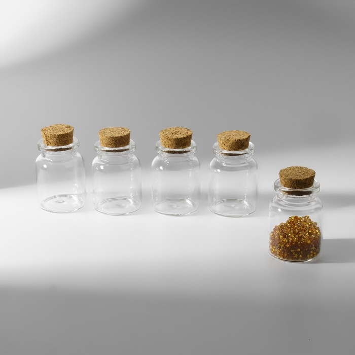 Баночки для хранения бисера, d = 3 × 4,5 см, 5 шт Баночки для хранения бисера, d = 3 × 4,5 см, 5 шт