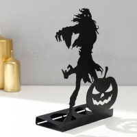 Подсвечник металл на 2 свечи "Хэллоуин. Монстр с тыквой" чёрный 18х13,5х6 см