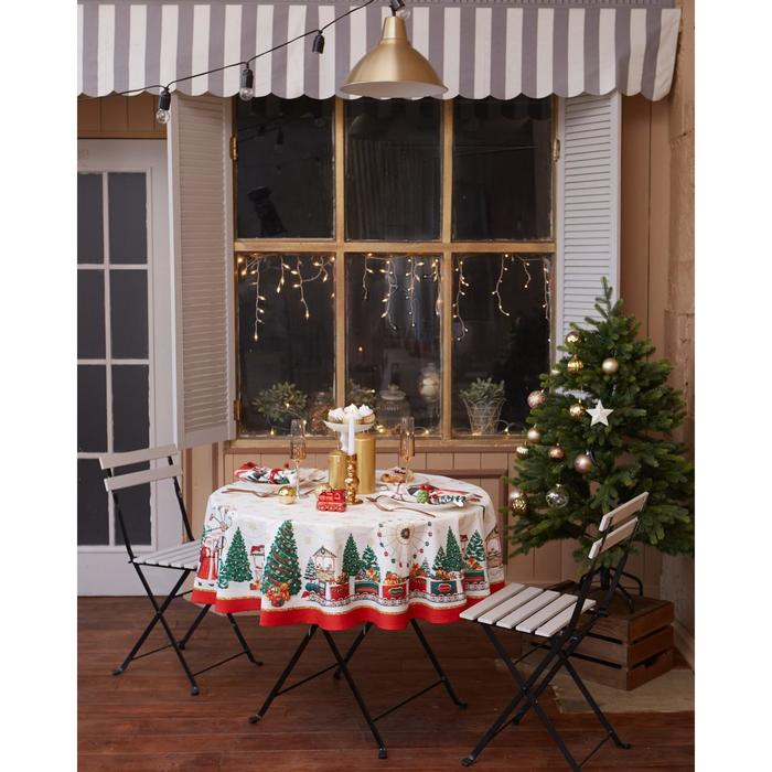 Скатерть новогодняя Этель &laquo;Новогодняя ярмарка&raquo; d=220 +/- 3см с ГМВО, 100% хлопок, саржа 190 гр/м2