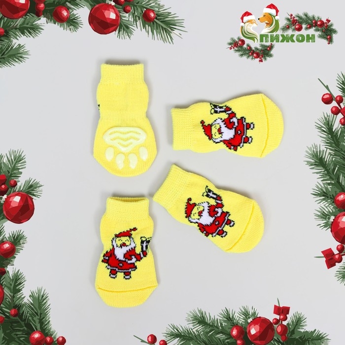 Носки нескользящие Носки нескользящие "Санты", S (2,5/3,5 * 6 см), набор 4 шт