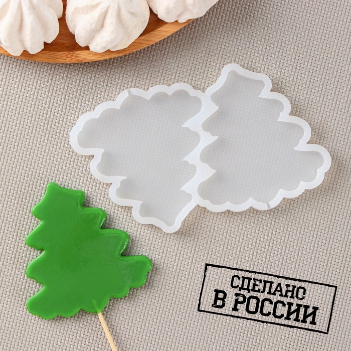 Силиконовый молд для леденцов и шоколада &laquo;Ёлка&raquo;, 12&times;9&times;0.8 см, h=8 см, цвет прозрачный