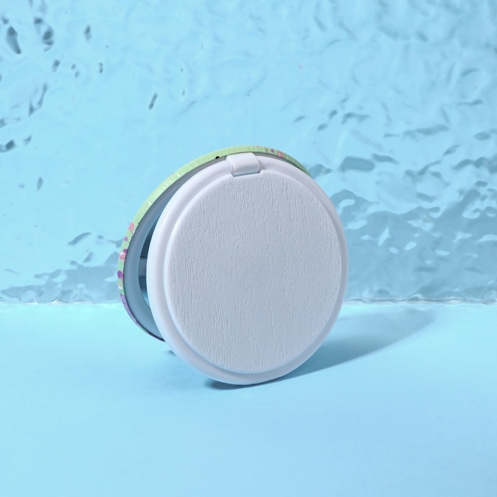 Зеркало складное &laquo;Цветы&raquo;, d = 7,5 см, цвет зелёный