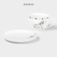 Новогодняя чайная пара Доляна «Волшебная сказка», 2 предмета: чашка 210 мл, блюдце d=15 см, фарфор, цвет белый Новогодняя чайная пара Доляна «Волшебная сказка», 2 предмета: чашка 210 мл, блюдце d=15 см, фарфор, цвет белый