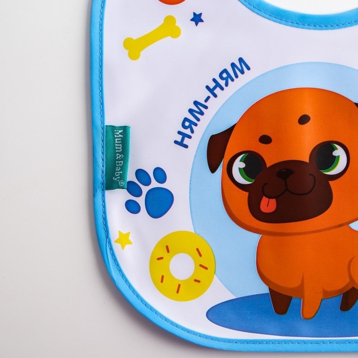 Нагрудник для кормления «ТРЕНД. Мопс» непромокаемый на завязках Нагрудник для кормления «ТРЕНД. Мопс» непромокаемый на завязках