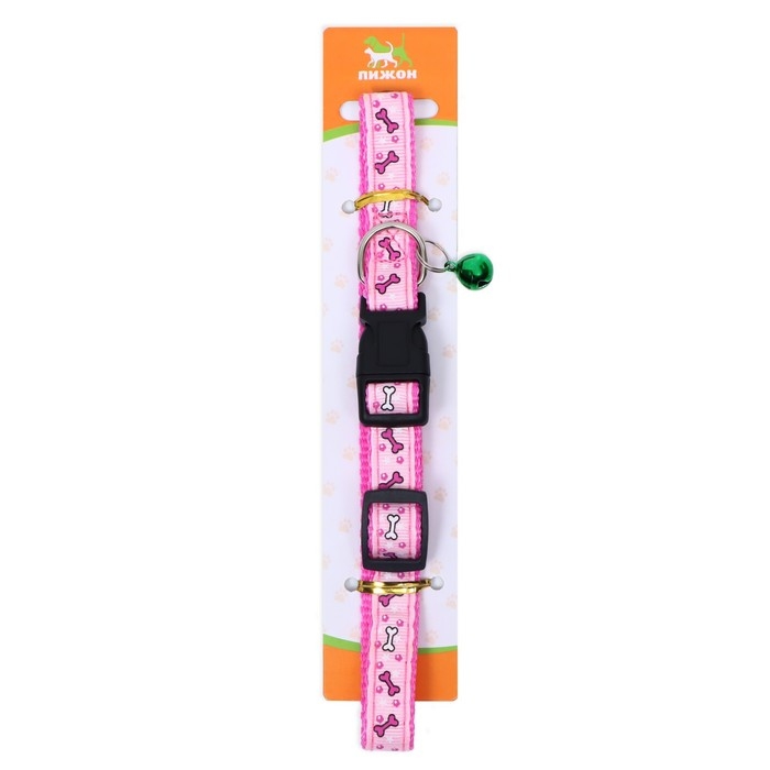Ошейник нейлоновый Ошейник нейлоновый "Звездные косточки", 36 х 1,5 см, розовый