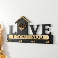 Крючки декоративные дерево "Дом с сердцем" чёрный, зеркальный 2,8х33,8х16,8 см Крючки декоративные дерево "Дом с сердцем" чёрный, зеркальный 2,8х33,8х16,8 см