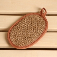 Мочалка из крапивы(рами), овальная с хлопком, 14,5х9,7 см Мочалка из крапивы(рами), овальная с хлопком, 14,5х9,7 см
