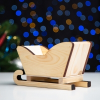 Новый год. Кашпо деревянное 20&times;12&times;13 см "Санки", натуральный Дарим Красиво