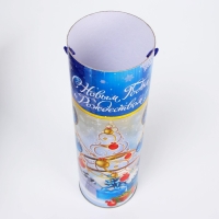 Новый год. Подарочная коробка, тубус &laquo;Синие шары&raquo; 99х340мм.