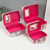 Шкатулка кожзам с зеркалом "Плетение" розовая н-р 3 шт 19,4х12,5х8 22х16х9 11,5х24,5х18,5 см Шкатулка кожзам с зеркалом "Плетение" розовая н-р 3 шт 19,4х12,5х8 22х16х9 11,5х24,5х18,5 см