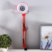Лампа настольная Е27, h=55 см, шарнирная, на зажиме (220В) красная RISALUX