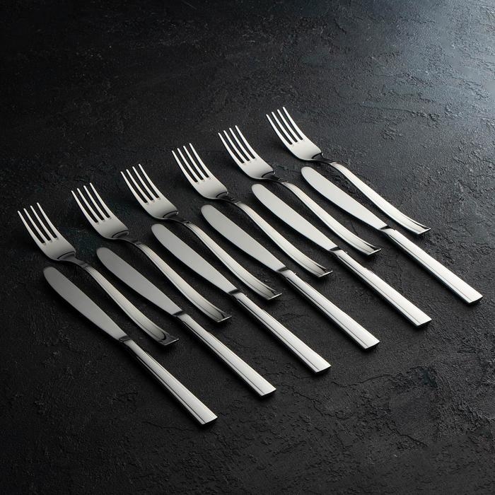 Набор столовый «Торжество», 24 предмета, толщина 2 мм, сувенирная коробка, цвет серебряный Набор столовый «Торжество», 24 предмета, толщина 2 мм, сувенирная коробка, цвет серебряный