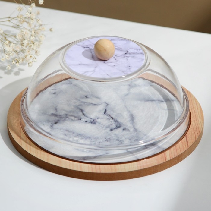 Блюдо сервировочное с крышкой &laquo;Белый мрамор&raquo;, 15 см