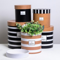 Набор круглых коробок 5 в 1, упаковка подарочная, &laquo;Крафт&raquo;,15 х 15 х15 - 23 х 23 х 25 см