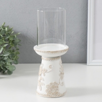 Подсвечник полистоун на 1 свечу "Цветение. Кружево" белая с золотой патиной 9,5х9,5х24,2 см 984823 Подсвечник полистоун на 1 свечу "Цветение. Кружево" белая с золотой патиной 9,5х9,5х24,2 см 984823