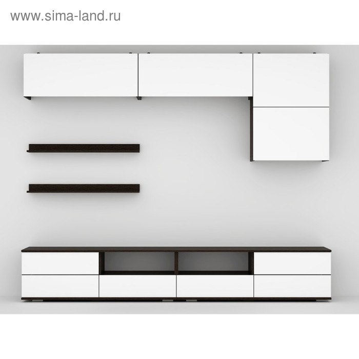 Гостиная Тренто МДФ, 2466х2132х473, Венге/Белый глянец Гостиная Тренто МДФ, 2466х2132х473, Венге/Белый глянец