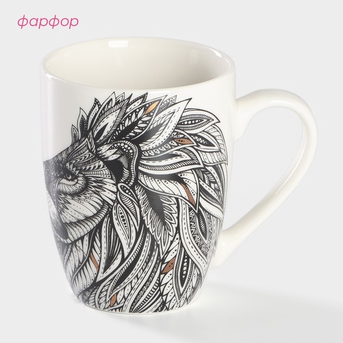 Кружка фарфоровая Доляна &laquo;Царь зверей&raquo;, 350 мл
