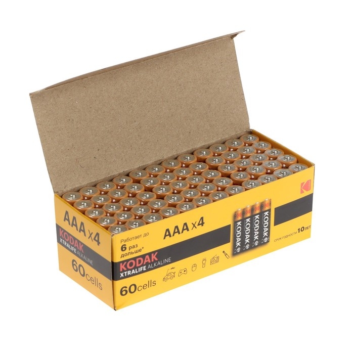 Батарейка алкалиновая Kodak Xtralife, AAA, LR03-60BOX, 1.5В, бокс, 60 шт. Батарейка алкалиновая Kodak Xtralife, AAA, LR03-60BOX, 1.5В, бокс, 60 шт.