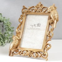 Фоторамка полистоун 13х18 см "Попугаи" состаренное золото 28,5х23 см
