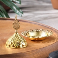 Курильница для благовоний порошковых и конусов "Огонёк", золотистый, 9х8 см Курильница для благовоний порошковых и конусов "Огонёк", золотистый, 9х8 см