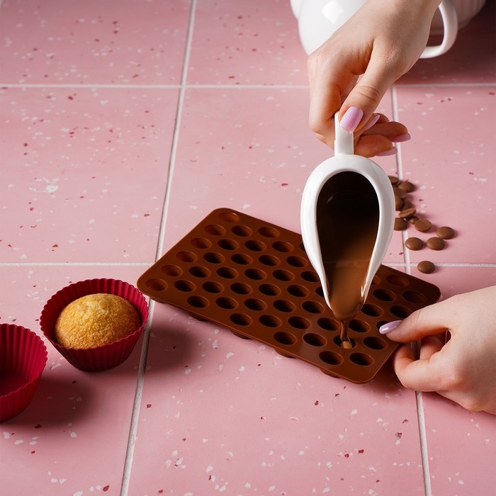 Форма для мармелада Доляна «Кофейные бобы», силикон, 18,5×11×1 см, 55 ячеек (1,6×1,2 см), цвет коричневый Форма для мармелада Доляна «Кофейные бобы», силикон, 18,5×11×1 см, 55 ячеек (1,6×1,2 см), цвет коричневый