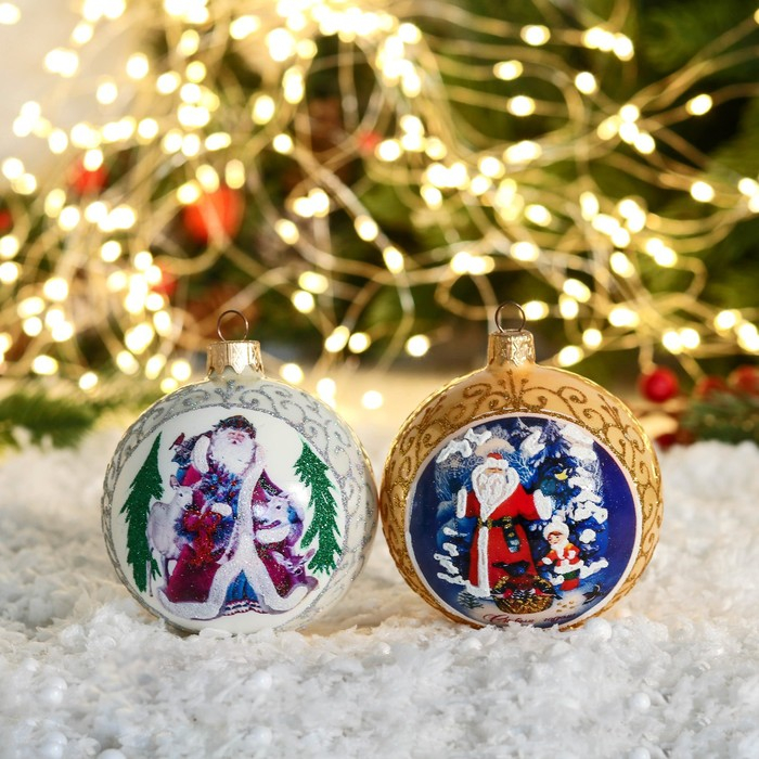 Шар новогодний Шар новогодний "Дед Мороз шагающий" микс d-8 см, микс