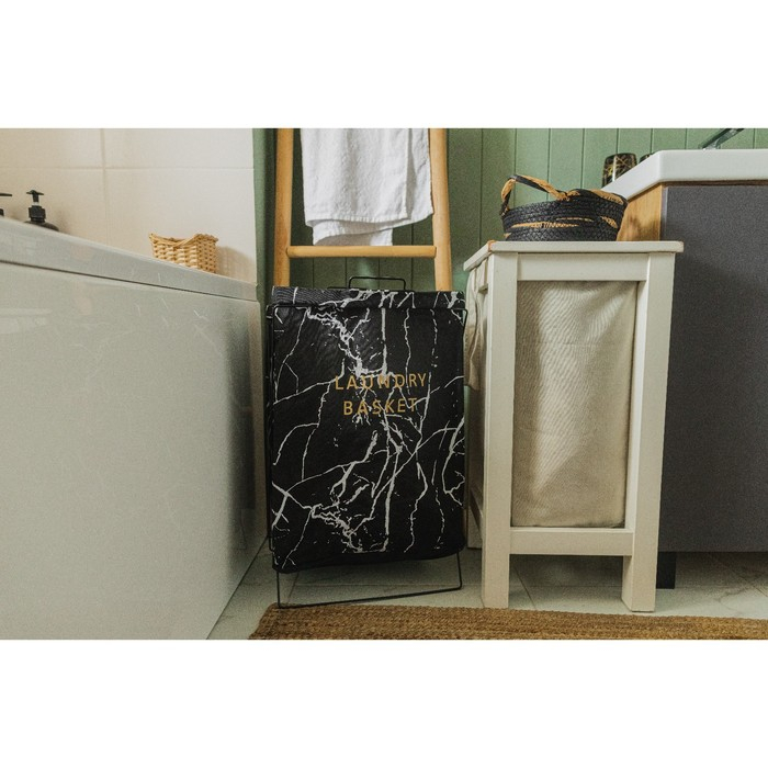 Корзина для белья Доляна «Монро», 40×26×50 см, цвет чёрный Корзина для белья Доляна «Монро», 40×26×50 см, цвет чёрный