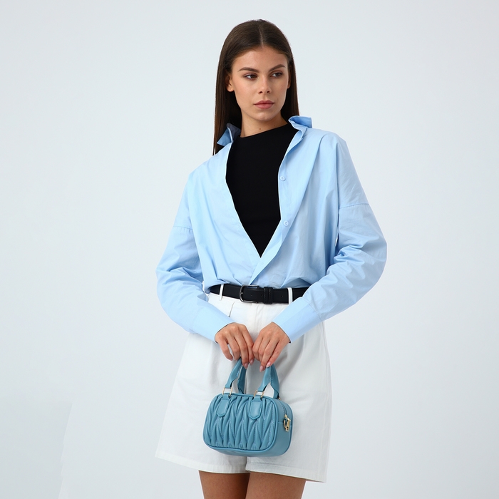 Сумка женская на молнии, цвет голубой
