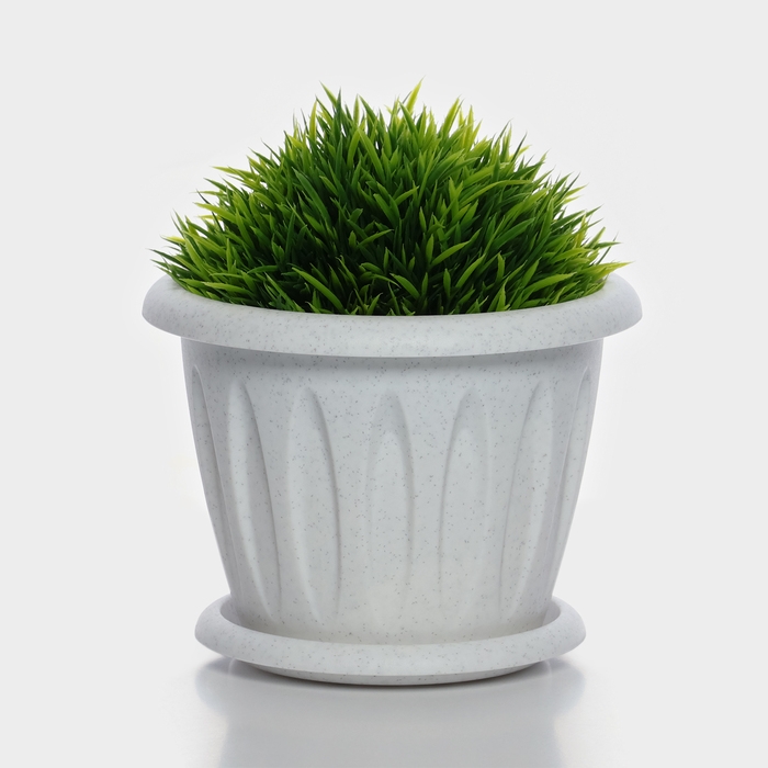 Горшок с поддоном «Фелиция», 1,8 л, цвет мраморный Горшок с поддоном «Фелиция», 1,8 л, цвет мраморный