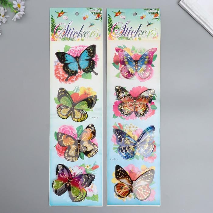Наклейка пластик Наклейка пластик "Бабочки" МИКС 39,5х12 см