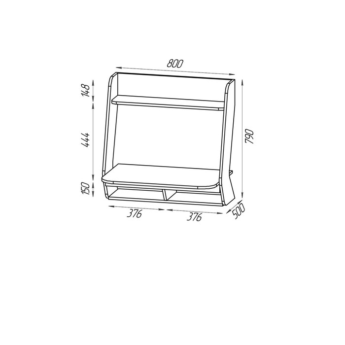 Стол рабочий подвесной СИНУС, 800х500х790, Дуб Сонома