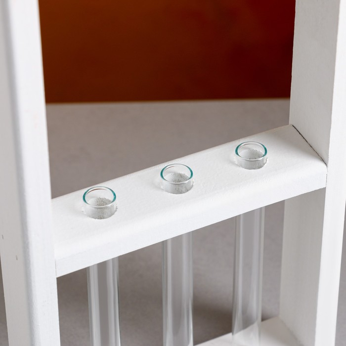 Кашпо деревянное 18&times;5&times;40 см с 3 колбами 15 см "Рамка Экстра", ручка, белый Дарим Красиво