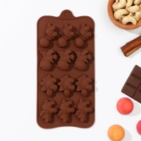 Форма для шоколада Доляна «Дино», силикон, 21×11×2 см, 12 ячеек (4×2,5×2 см), цвет коричневый Форма для шоколада Доляна «Дино», силикон, 21×11×2 см, 12 ячеек (4×2,5×2 см), цвет коричневый