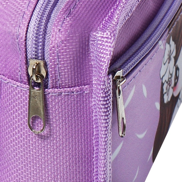 Пенал школьный на молнии Calligrata Пенал школьный на молнии Calligrata "Аниме", 2 отделения, сиреневый