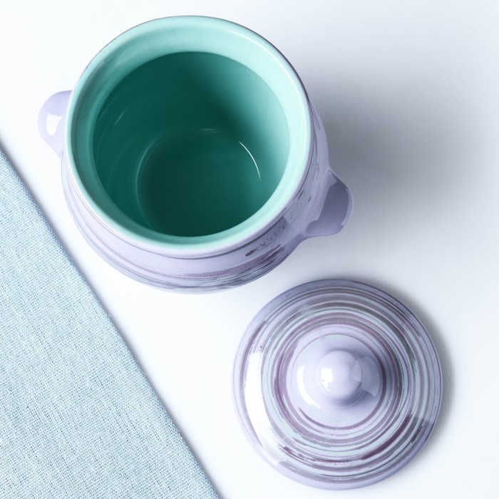 Горшок керамический для запекания №5 с ручками, 0,5л / 10х10,5см, лаванда Горшок керамический для запекания №5 с ручками, 0,5л / 10х10,5см, лаванда