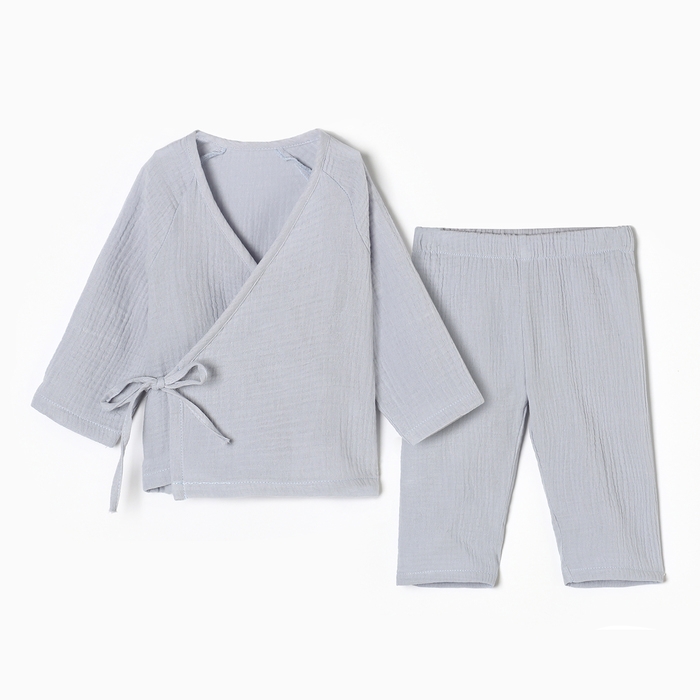 Костюм Крошка Я Муслин, 68-74, светло-серый Костюм Крошка Я Муслин, 68-74, светло-серый