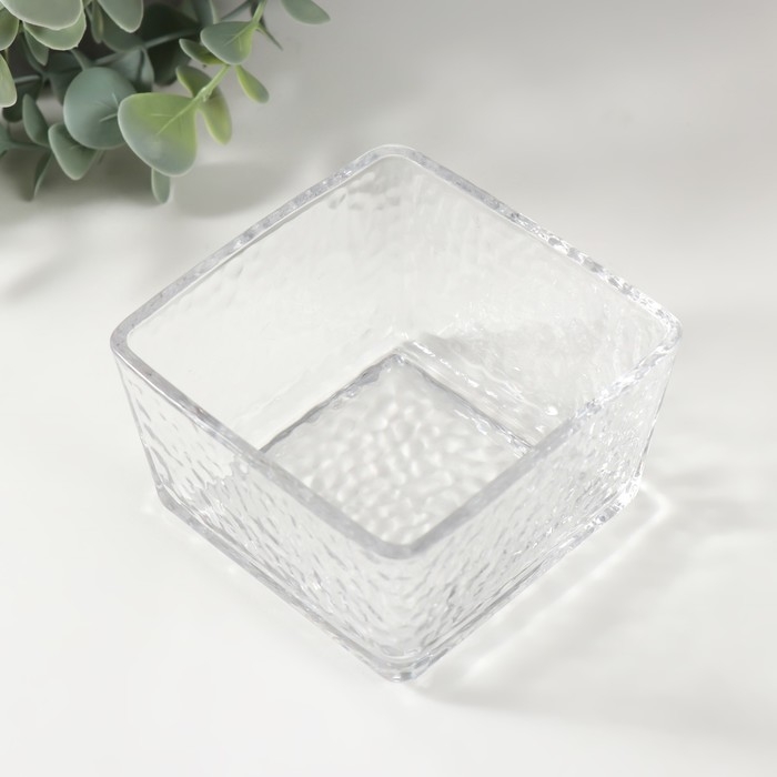 Подсвечник стекло на 1 свечу "Мятый квадрат" прозрачный 9х9х5,5 см
