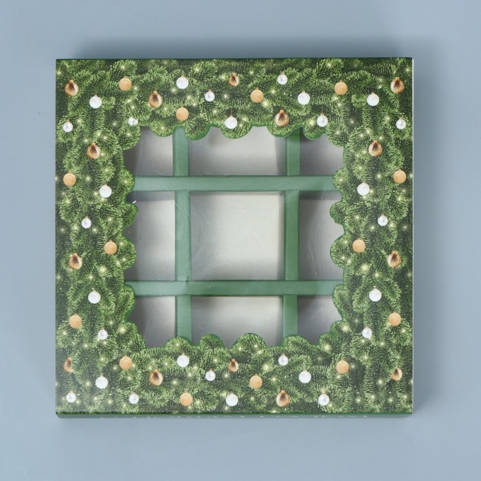 Коробка под 9 конфет с ячейками &laquo;С Новым годом&raquo; 14.5 х 14.5 х 3.5 см, Новый год