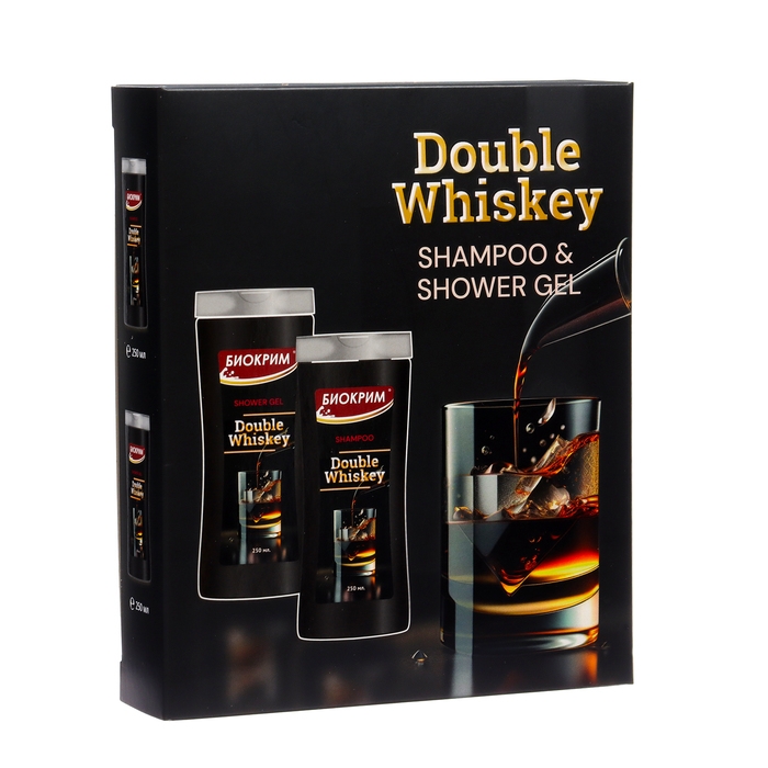 Подарочный набор косметики мужской Double Whiskey: шампунь, 250 мл + гель для душа, 250 мл