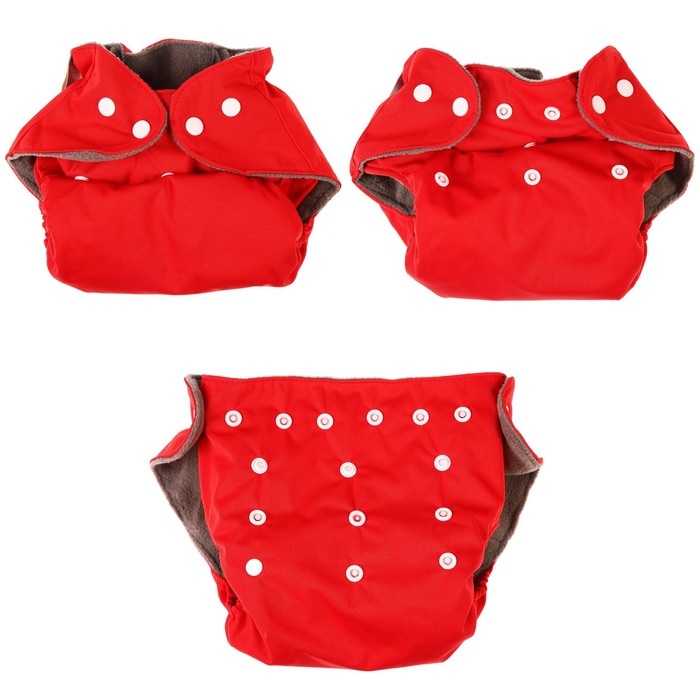 Многоразовый подгузник, 3-15 кг, угольно-бамбуковая ткань, цвет красный, Крошка Я Многоразовый подгузник, 3-15 кг, угольно-бамбуковая ткань, цвет красный, Крошка Я