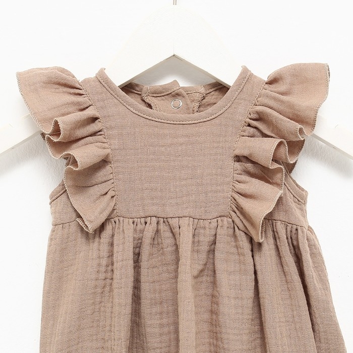 Боди с рюшей Крошка Я "Муслин", рост 68-74 см, цвет бежевый