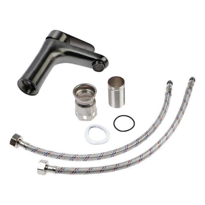 Смеситель для раковины ZEIN Z3768, однорычажный, высота излива 9.5 см, графит Смеситель для раковины ZEIN Z3768, однорычажный, высота излива 9.5 см, графит