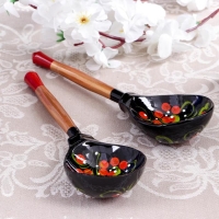 Ложка «Чернушка», полубаская, 19×6 см, хохлома, микс Ложка «Чернушка», полубаская, 19×6 см, хохлома, микс