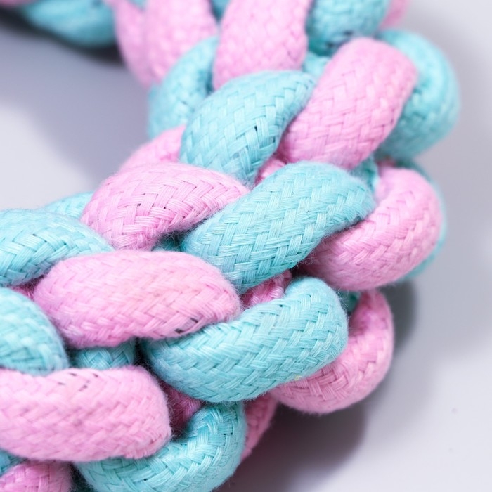 Игрушка канатная Игрушка канатная "Плетёное кольцо", до 15 см, до 160 г, розовая/мятная