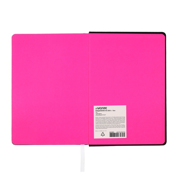 Ежедневник датированный 2025 года, deVENTE. Flag, A5 168 листов, deVENTE. Duo, твердая обложка кожзам с поролоном, шелкография, перфорация, ляссе, блок 70 г/м2