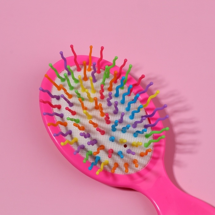 Расчёска - мини массажная, 5,5 &times; 14 см, цвет розовый