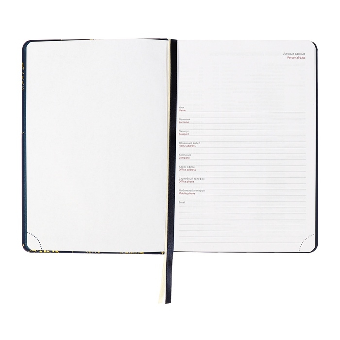 Ежедневник недатированный, A5, 136 листов, кожзам, deVENTE. Tropicana, твердая обложка, тиснение фольгой, перфорация, ляссе, блок 70%, темно-синий