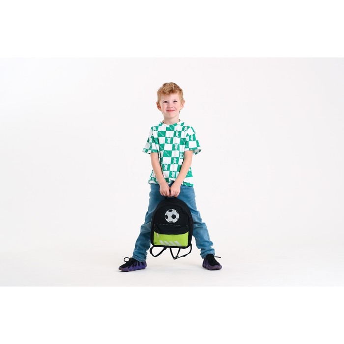 Рюкзак школьный текстильный c карманом &laquo;Мячик&raquo;, светоотр. элементы, 27х23 х 10 см