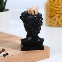 Подставка для зубочисток &laquo;Давид&raquo;, черная с золотым, 5х5х9 см