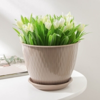 Цветочный горшок с поддоном &laquo;Корсика&raquo;, 1,8 л, d=17, цвет фраппе